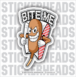 BITE ME - Corn Dog Cartoon  - Funny Sticker