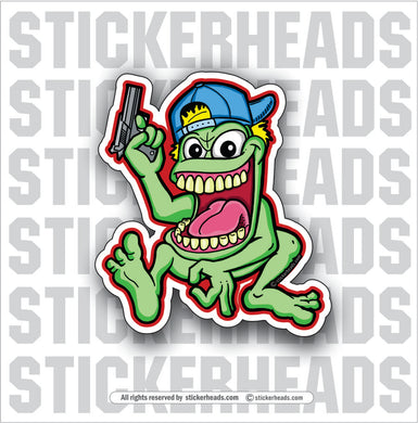 MADE YOU LOOK CRAZY GREEN FROG - Work Union Misc Gun Funny Sticker