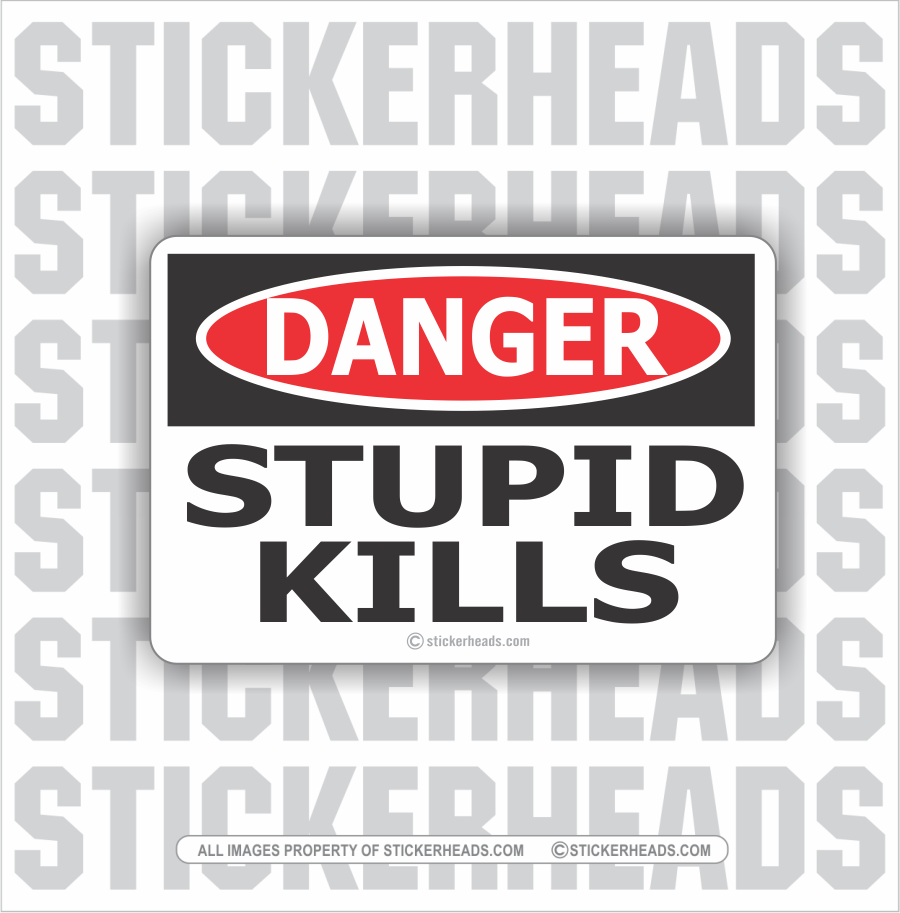 Danger Stupid Kills  -  WORK  - Funny Sticker