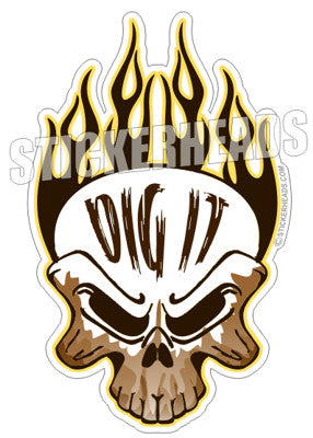 Dig It Skull - Custom Text -  Directional Driller Drilling Boring Sticker