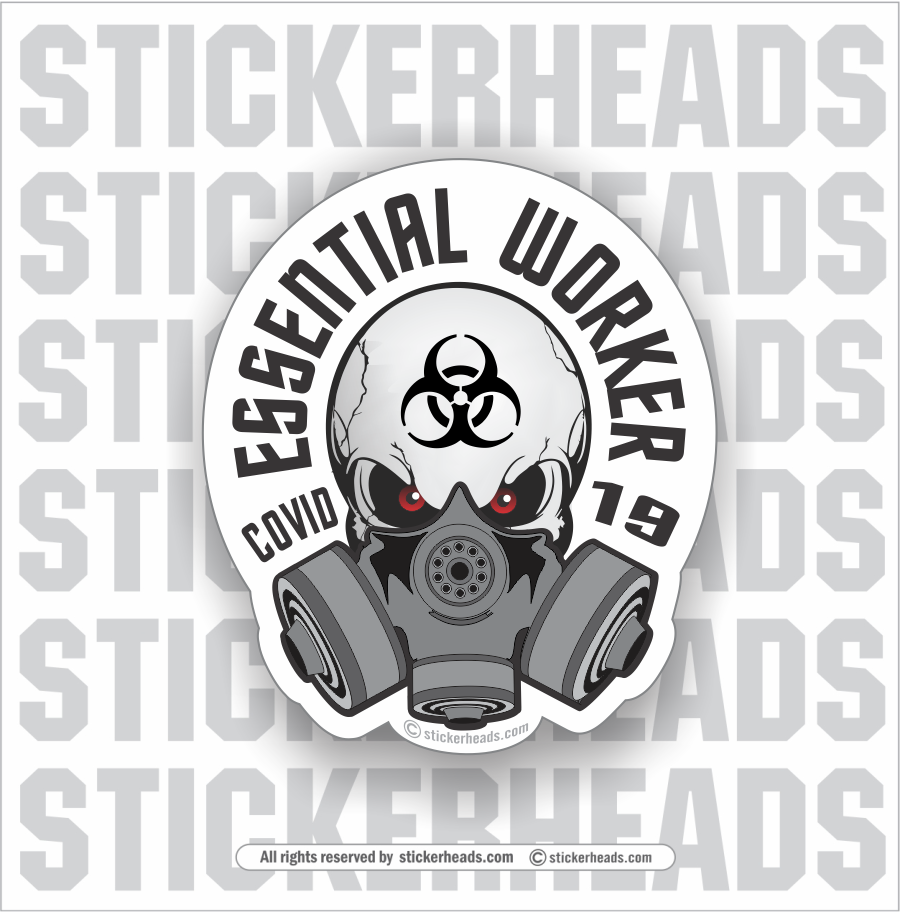 Essential Worker Skull with mask  - Coronavirus Covid-19 Pandemic Funny Sticker