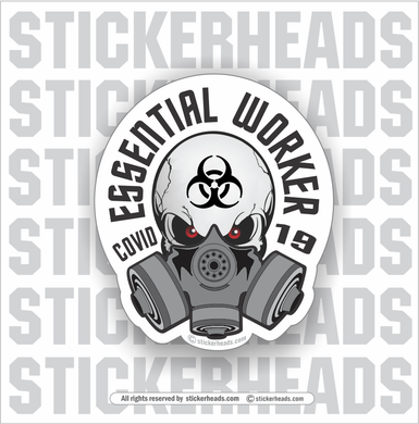 Essential Worker Skull with mask  - Coronavirus Covid-19 Pandemic Funny Sticker