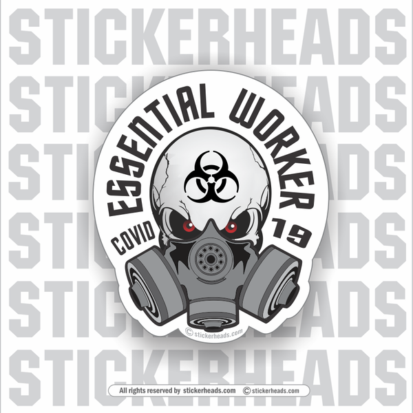 Essential Worker Skull with mask  - Coronavirus Covid-19 Pandemic Sticker