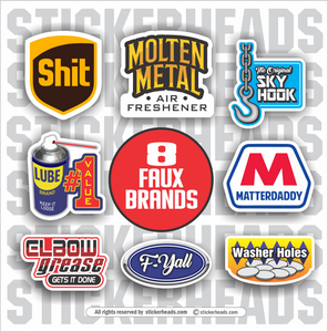 Faux Fake Parity Brands   - Funny Packs 8 Stickers