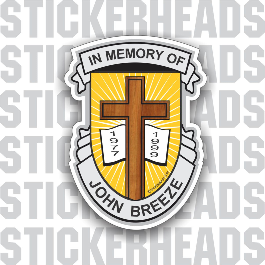 Cross & Bible - Name & dates -  In Memory Of Sticker