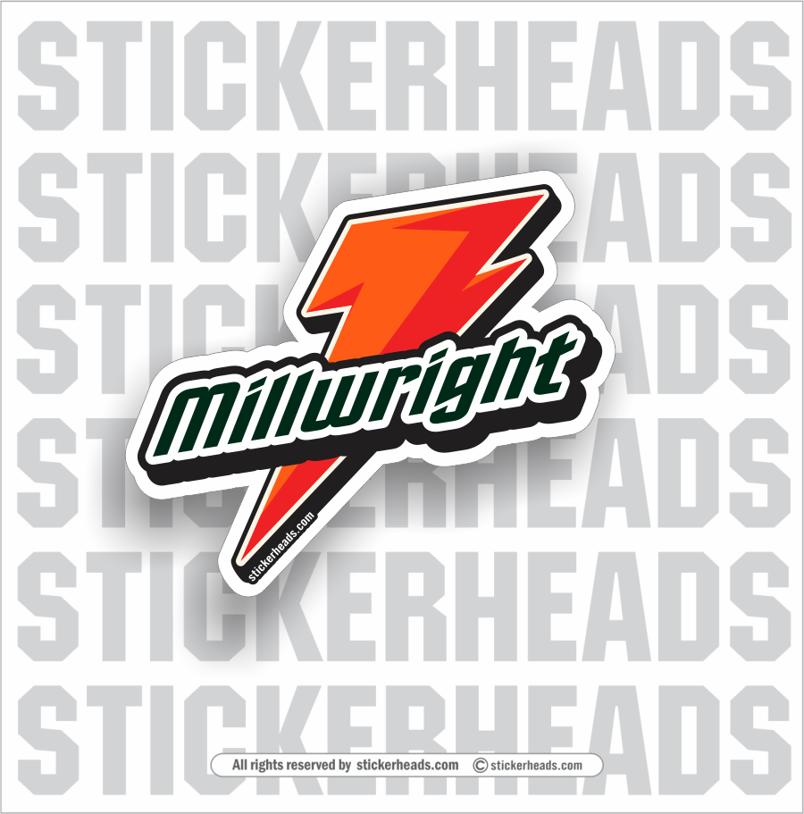 Millwright-Gade Bolt Logo - Millwright Sticker – Stickerheads Stickers