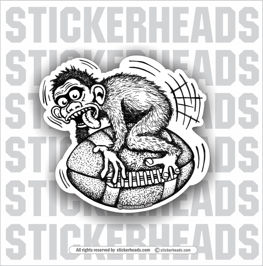 Monkey Fucking A Football - Vintage Style -  Funny Work Sticker