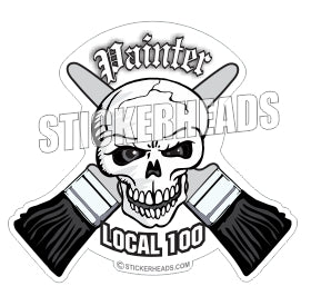 Skull With Crossed Brushes - Painter Painters Sticker