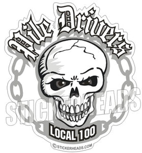 Pile Drivers Skull With Chain - Custom Text - Skull Sticker