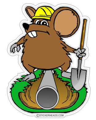 Ditch Rat working on Pipe - Without Text - Laborer - Sticker