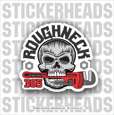 ROUGHNECK SKULL - PIPE WRENCH   -  Oilfield Oil Patch Driller Drilling Rigger Roughneck - Sticker