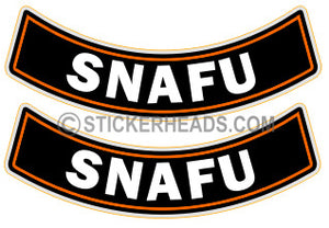 SNAFU  ( 2 stickers) Helmet   - Bike Biker Motorcycle Sticker