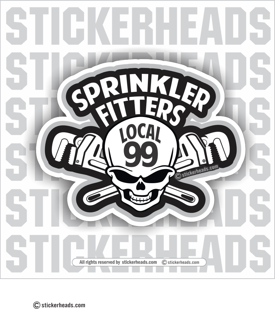Skull With Pipe Wrenches - With custom Local and text -   Incentives Sticker