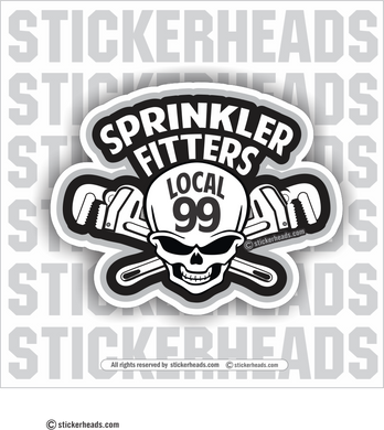 Skull With Pipe Wrenches - With custom Local and text -   Incentives Sticker