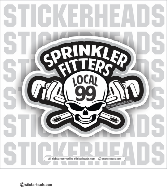 Skull With Pipe Wrenches - With custom Local and text -   Incentives Sticker