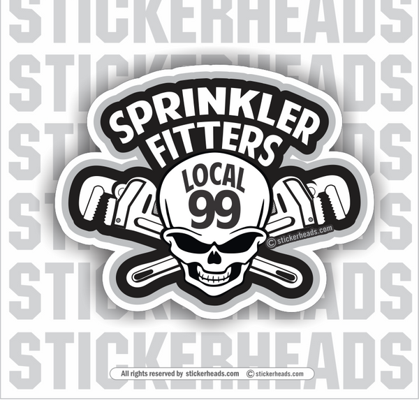 Skull With Pipe Wrenches - With custom Local and text -   Incentives Sticker