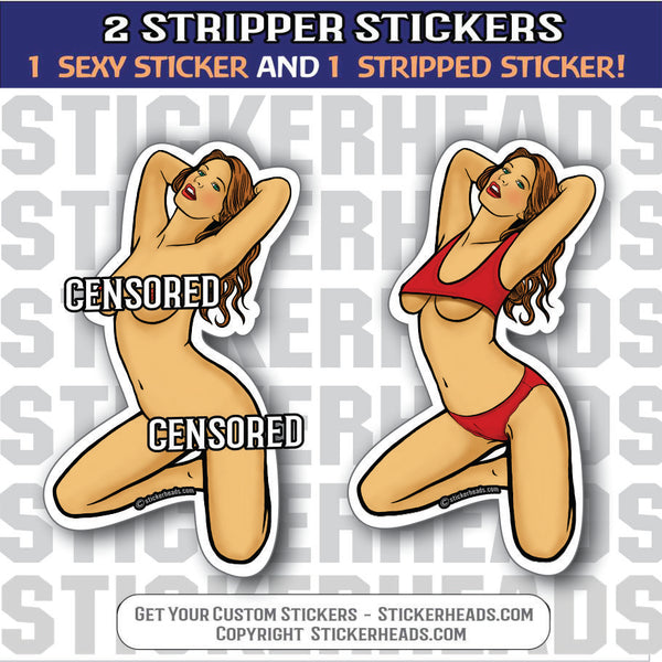 Stacey Rect -  Sexy Stripper Stickers - 2 STICKERS!