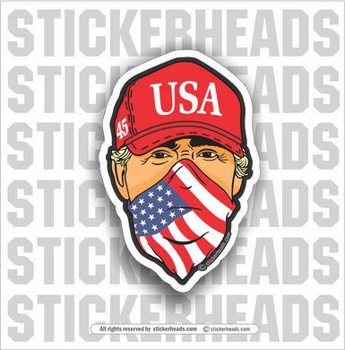 USA bandana  - Red Hat - Trump  45 -  Patriotic Sticker