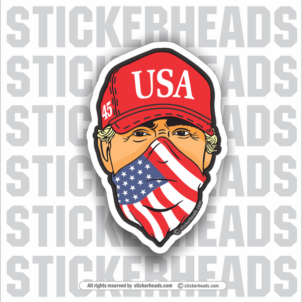 USA bandana  - Red Hat - Trump  45 -  POLITICAL Sticker