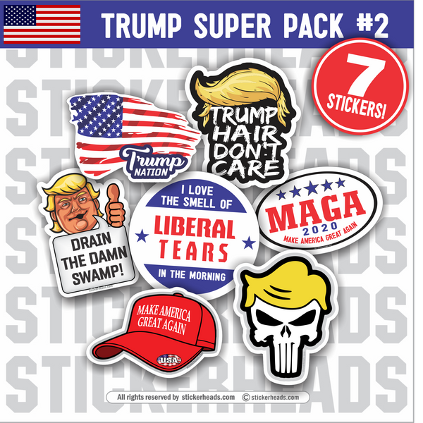 Trump Super Pack  #2 -  7 Pro - Trump POLITICAL Sticker Pack