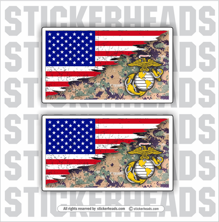 MARINES - REVEAL Flags  - USA Flag Sticker