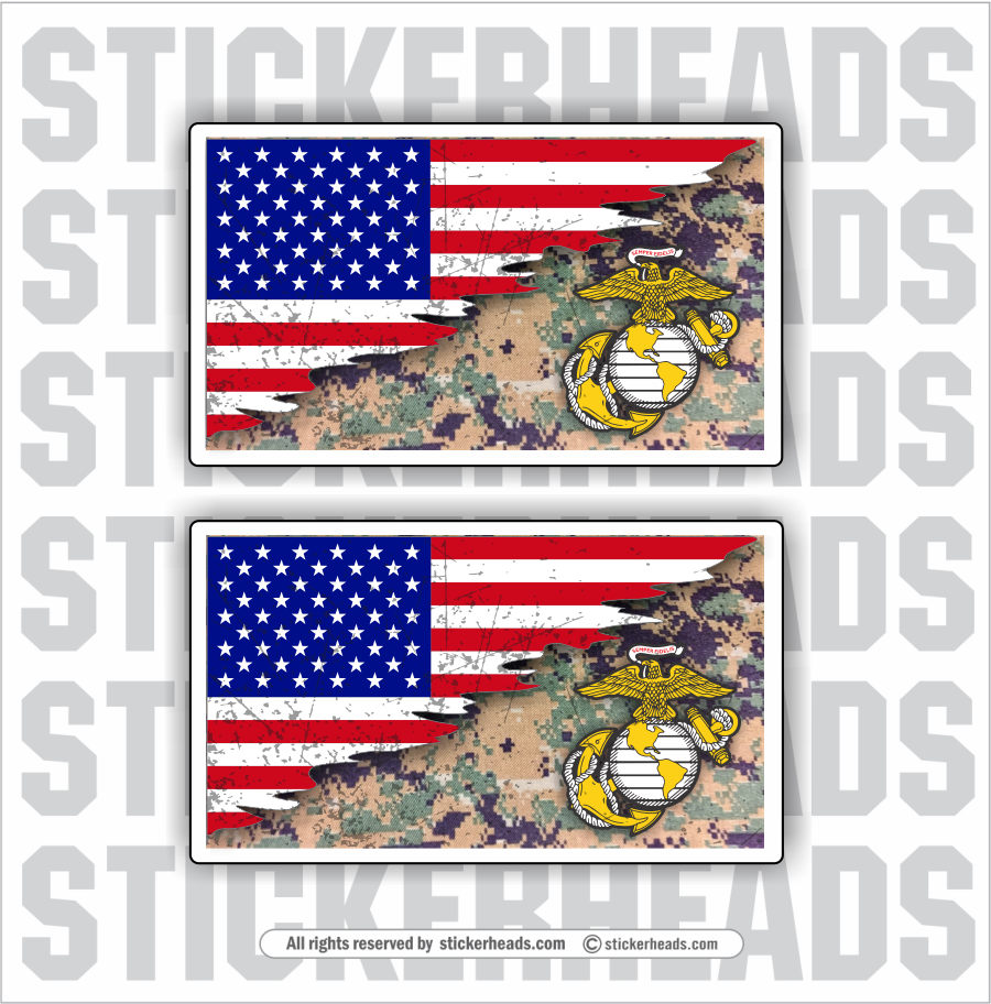 MARINES - REVEAL Flags  - USA Flag Sticker