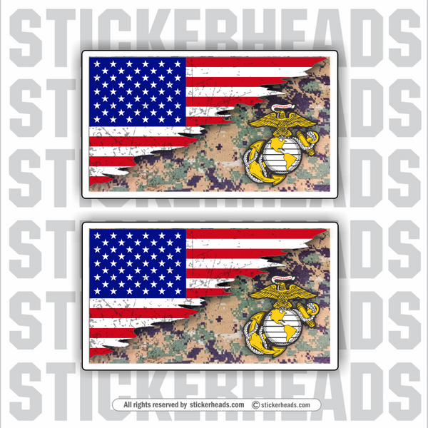 MARINES - REVEAL Flags  - USA Flag Sticker