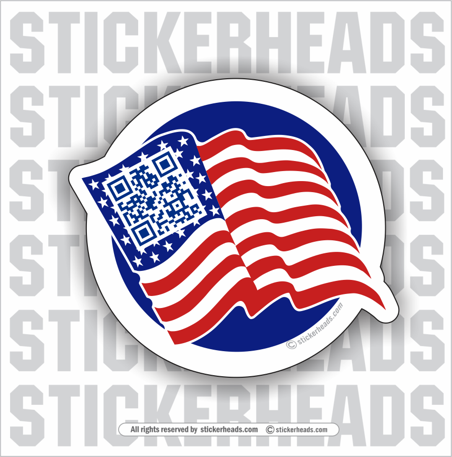 USA AMERICAN FLAG - Scan For Video  - Custom QR AUDIO / VIDEO STICKER