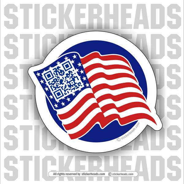 USA AMERICAN FLAG - Scan For Video  - Custom QR AUDIO / VIDEO STICKER