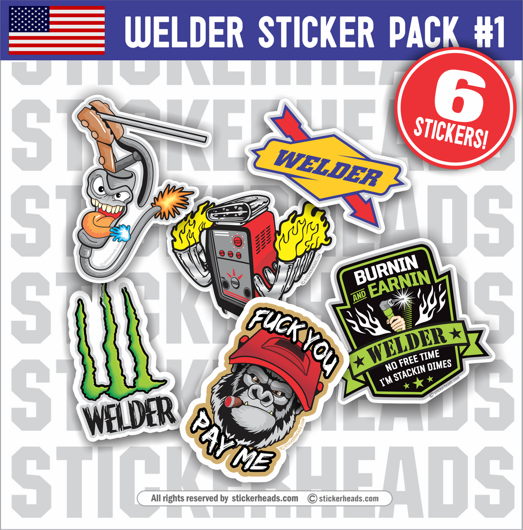 Weld Sticker Welder Pack #1 - Pack of 6 STICKERS - welding weld sticker ...