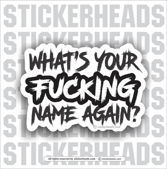 WHAT'S YOUR FUCKING NAME AGAIN? - Funny Sticker