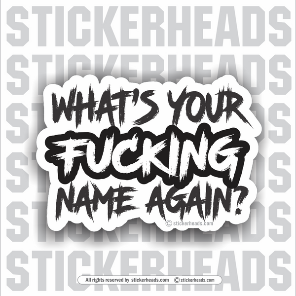 WHAT'S YOUR FUCKING NAME AGAIN? - Funny Sticker