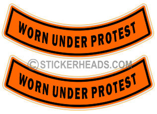 Worn Under Protest ( 2 stickers) Helmet   - Bike Biker Motorcycle Sticker