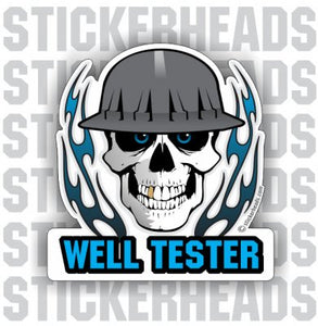 Skull With Flames - Well Testers - Skull Sticker