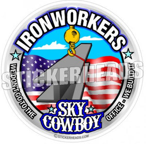 Sky Cowboy  - Ironworker Ironworkers Iron Worker Sticker