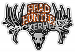 Head Hunter  with deer Skull - Hunting Hunt Sticker