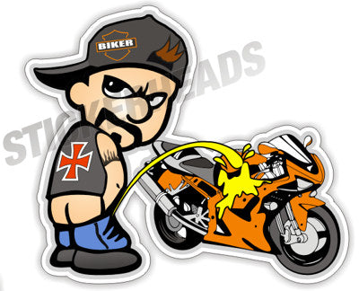 Biker Piss Pee on Crotch Rocket  - Bike Biker Motorcycle Sticker