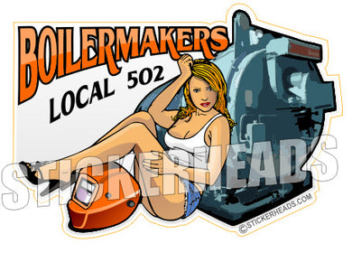 Sexy Chick With Welder helmet and Boiler - boilermakers  boilermaker  Sticker