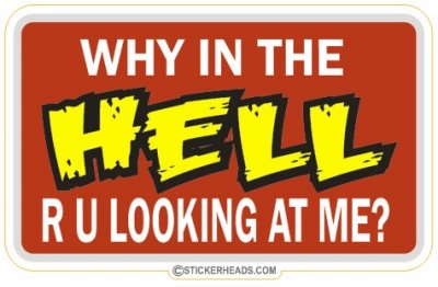 Why in the Hell R U looking at me - Attitude Sticker