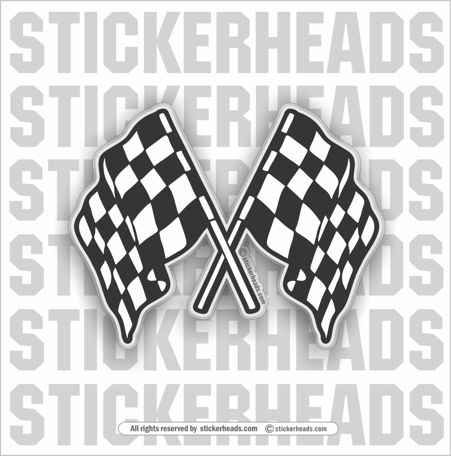 Crossed Checkered  Racing -  Flag Sticker