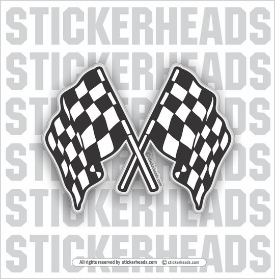 Crossed Checkered  Racing -  Flag Sticker