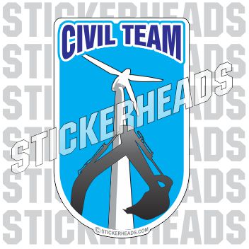 Civil Team with Excavator and wind mill - Sticker Wind mill turbine