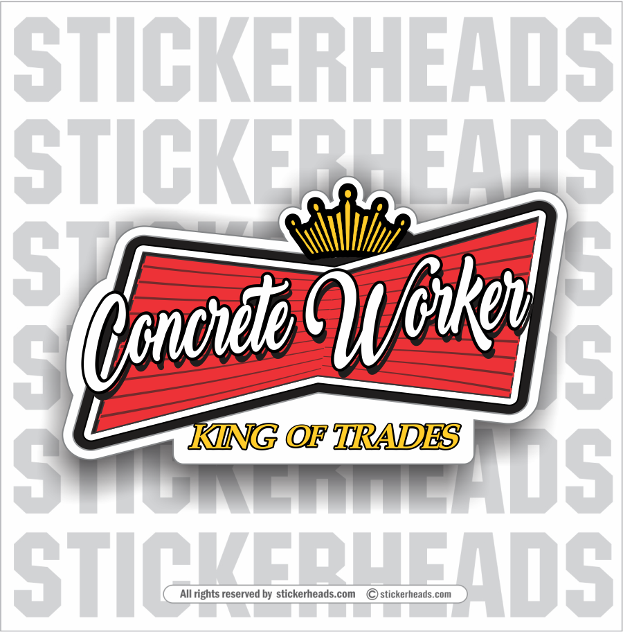 Beer Concrete Worker Logo - king of trades  -  Sticker