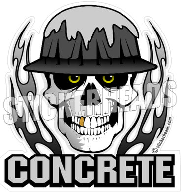 Concrete Skull With Flames - Concrete Brick Mason Sticker