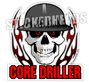 Core Driller Skull with Flame  -  Core Driller Drilling Sticker