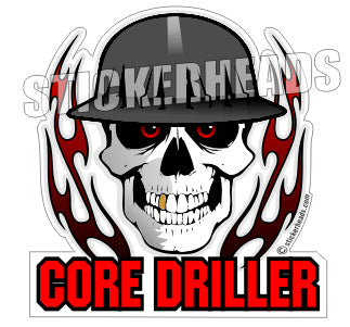 Core Driller Skull with Flame  -  Core Driller Drilling Sticker