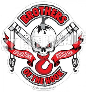 Brothers Of the Hook - Skull Boom Hook & Banners -  Crane Operator Sticker
