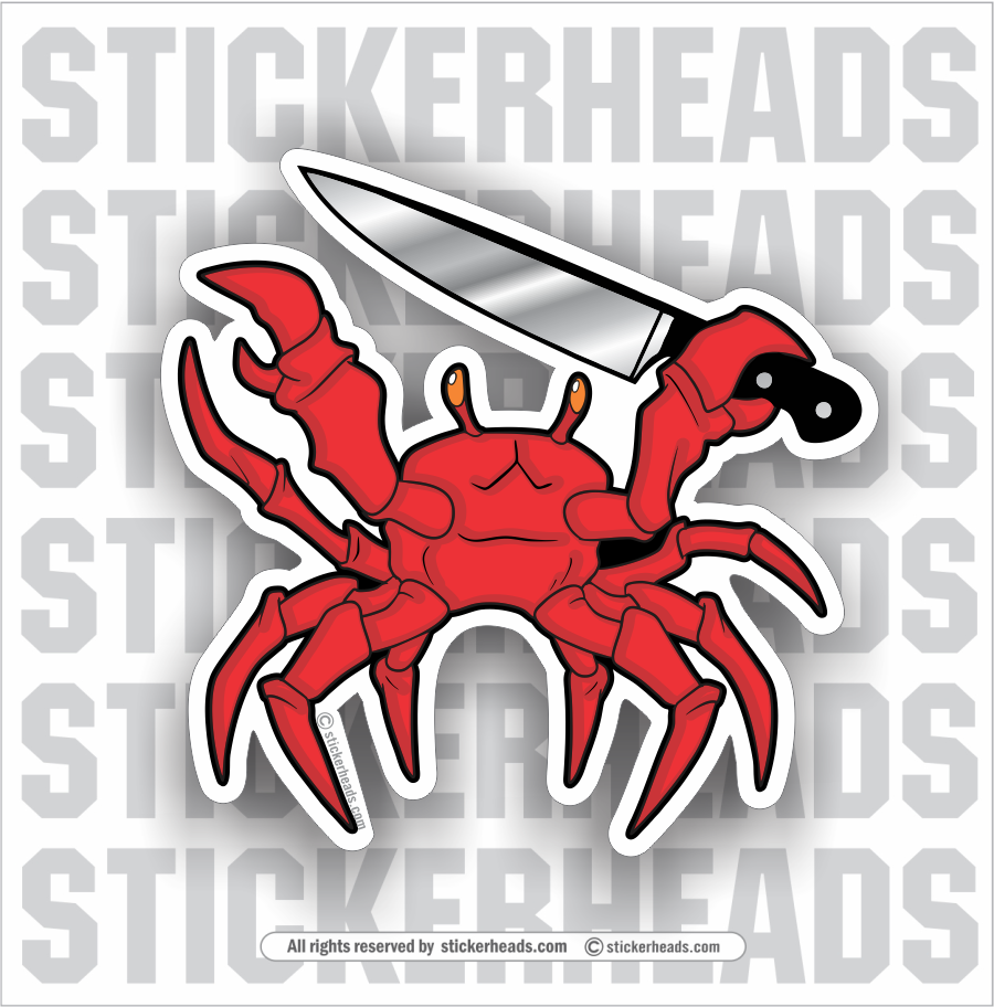 Defensive Red Crab with Knife  - Funny Sticker