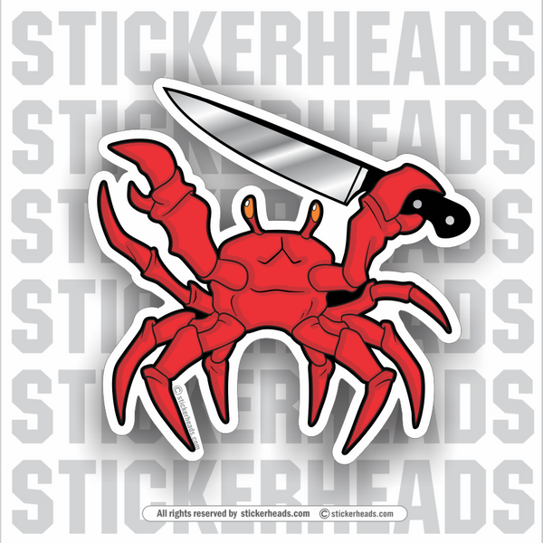 Defensive Red Crab with Knife  - Funny Sticker