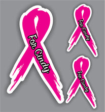 Load image into Gallery viewer, Cancer Ribbon - Distressed Ribbons Free Custom Name ( 3 stickers )